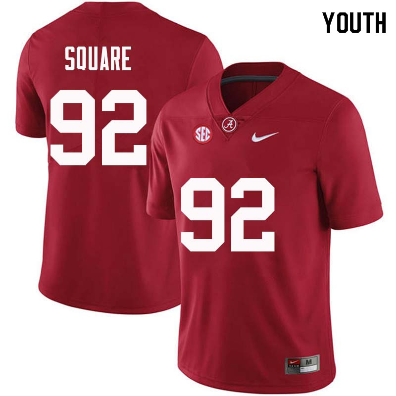 Alabama Crimson Tide Youth Damion Square #92 Crimson NCAA Nike Authentic Stitched College Football Jersey QY16F56MK